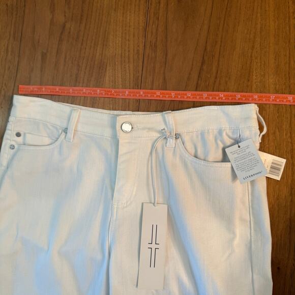 Liverpool White Denim Maya Crop Size 4 / 27 NWT Fray Split Hem Grommet - Picture 10 of 14
